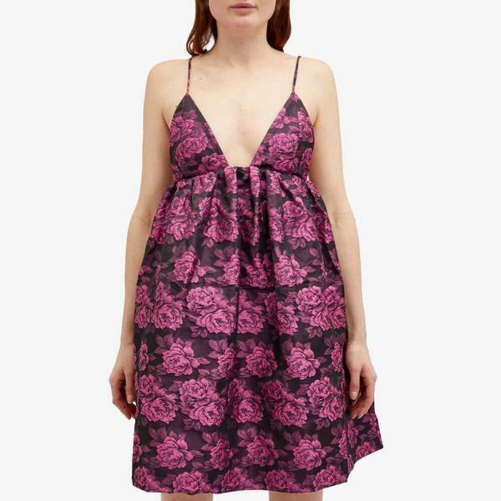 GANNI Botanical Mini Dress in vibrant Cone Flower 32 US 0
